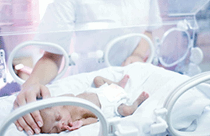 Nurse and premature baby photo